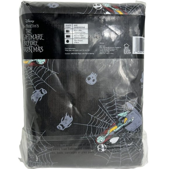 Disney Nightmare Before Christmas Tablecloth 60"x102” Jack And Sally Spiderwebs - Picture 2 of 12